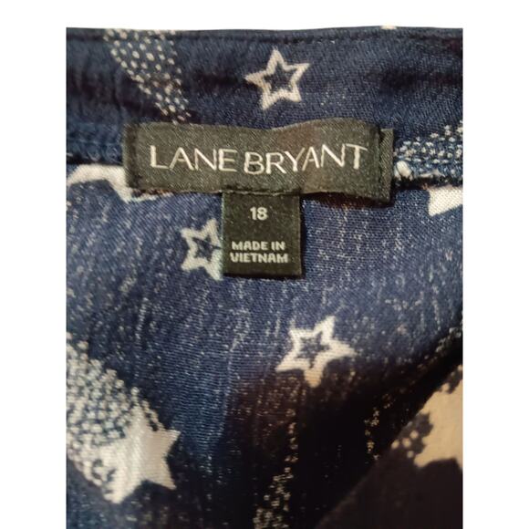 LANE‎ BRYANT Long Tunic Top Blouse Plus 18-2X Flowy Flutter Pockets Stars Blue - Picture 7 of 11